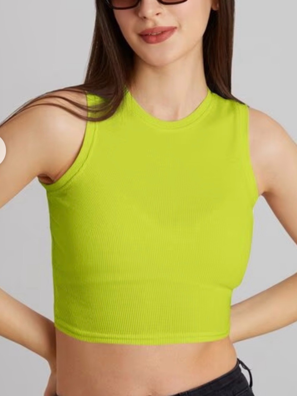 NWT Le Lis Ribbed Crop Tank Top - Neon Lime